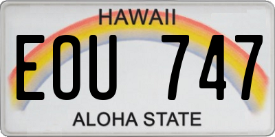 HI license plate EOU747