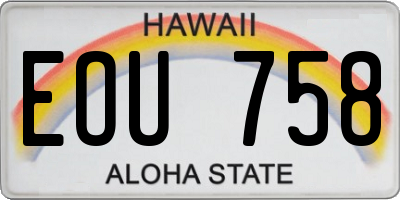 HI license plate EOU758