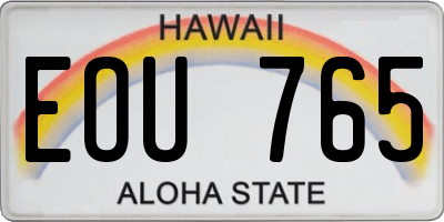HI license plate EOU765