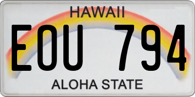 HI license plate EOU794