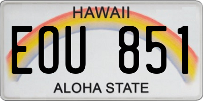 HI license plate EOU851