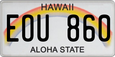 HI license plate EOU860