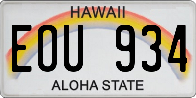 HI license plate EOU934