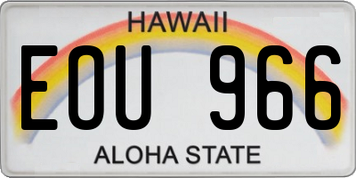 HI license plate EOU966