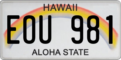 HI license plate EOU981