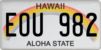 HI license plate EOU982