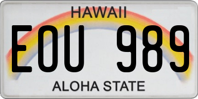 HI license plate EOU989