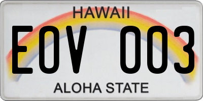 HI license plate EOV003