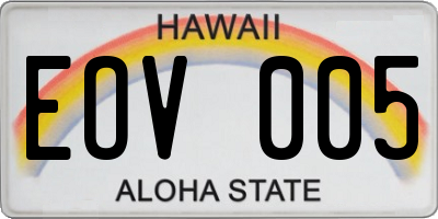 HI license plate EOV005