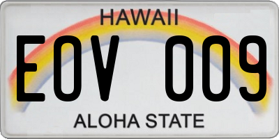 HI license plate EOV009