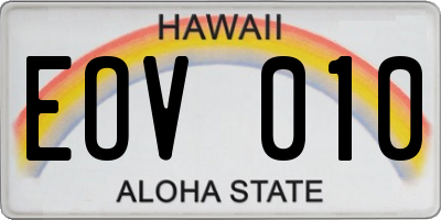 HI license plate EOV010
