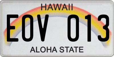 HI license plate EOV013