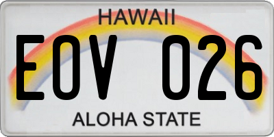 HI license plate EOV026