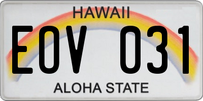 HI license plate EOV031