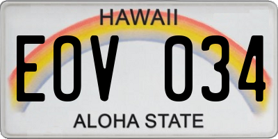 HI license plate EOV034