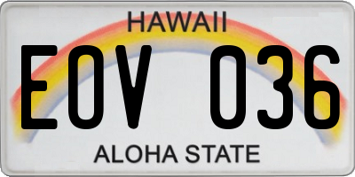 HI license plate EOV036