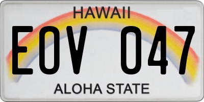 HI license plate EOV047