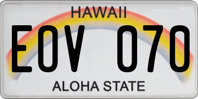 HI license plate EOV070