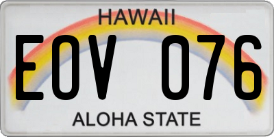 HI license plate EOV076