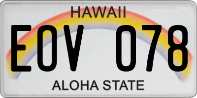 HI license plate EOV078