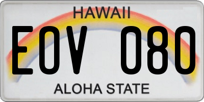 HI license plate EOV080