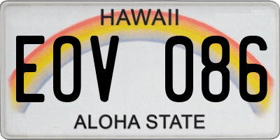 HI license plate EOV086