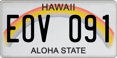HI license plate EOV091