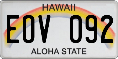 HI license plate EOV092