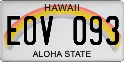 HI license plate EOV093