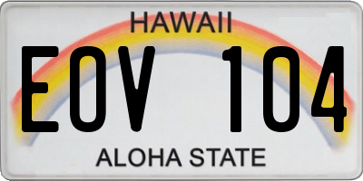 HI license plate EOV104