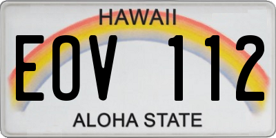 HI license plate EOV112