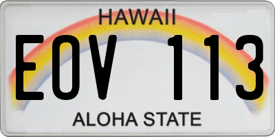 HI license plate EOV113