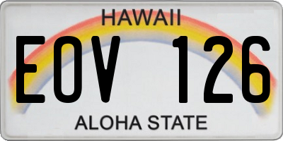 HI license plate EOV126