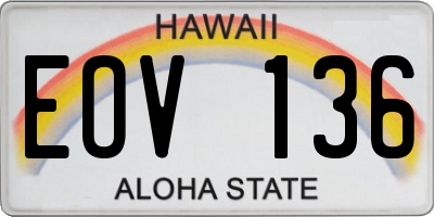 HI license plate EOV136