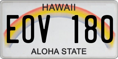 HI license plate EOV180