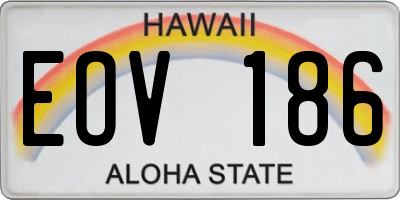 HI license plate EOV186