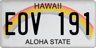 HI license plate EOV191