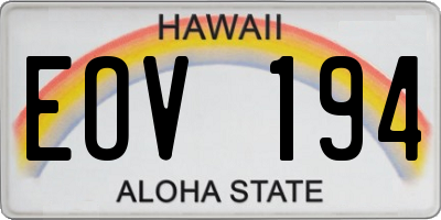 HI license plate EOV194