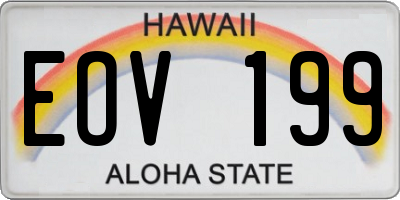 HI license plate EOV199