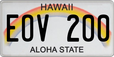 HI license plate EOV200