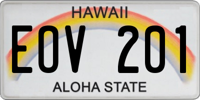 HI license plate EOV201