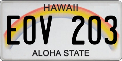 HI license plate EOV203