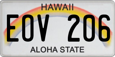 HI license plate EOV206