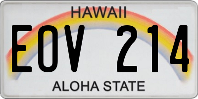 HI license plate EOV214