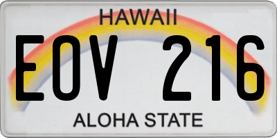 HI license plate EOV216
