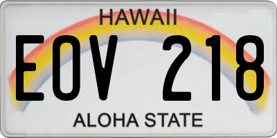 HI license plate EOV218