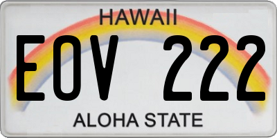 HI license plate EOV222