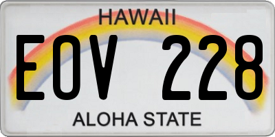 HI license plate EOV228