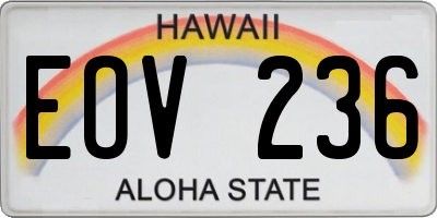 HI license plate EOV236