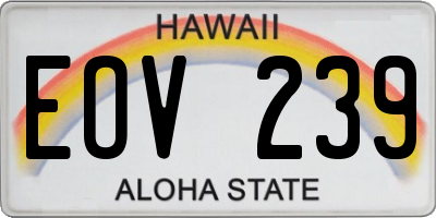 HI license plate EOV239